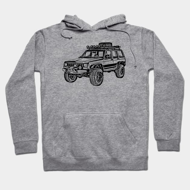 Cherokee XJ Adventure Sketch Art Hoodie by DemangDesign